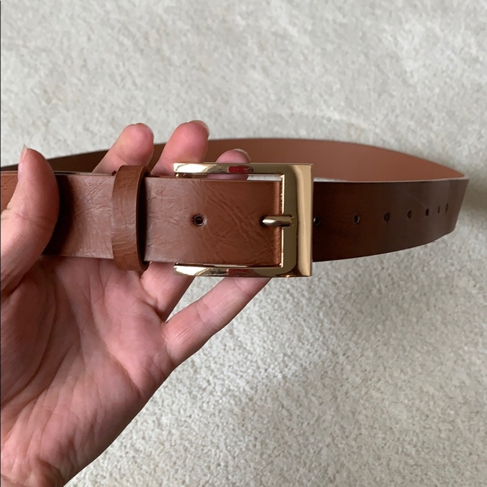 Gold buckle brown belt